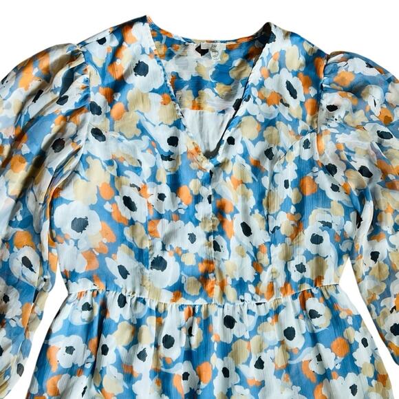 Joie Women’s Sz M Blue Floral Printed Maxi Dress Limited Edition Chiffon V-Neck - Picture 4 of 14